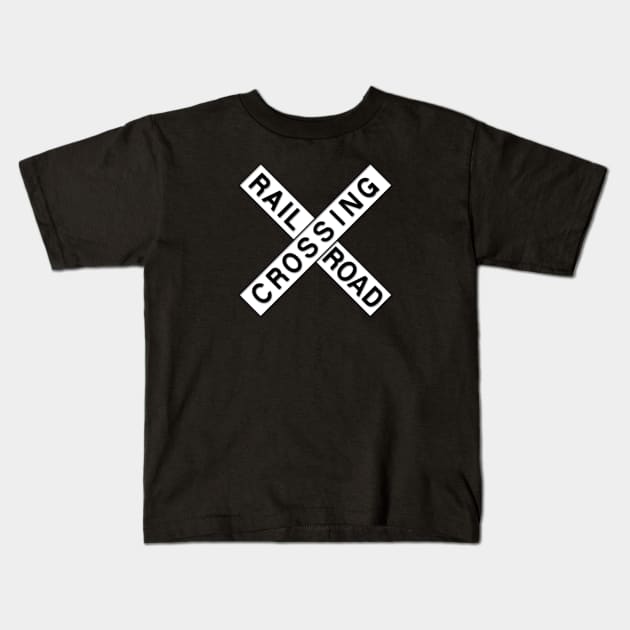 Railroad Crossing Sign Kids T-Shirt by LefTEE Designs